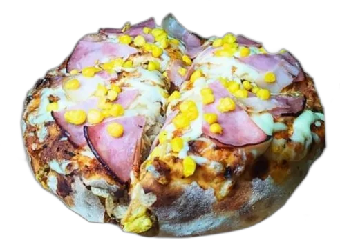 Burguer Pizza con jamón, maíz y queso